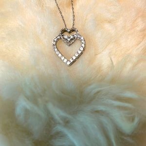 925 Silver Necklace Double Heart Pendant